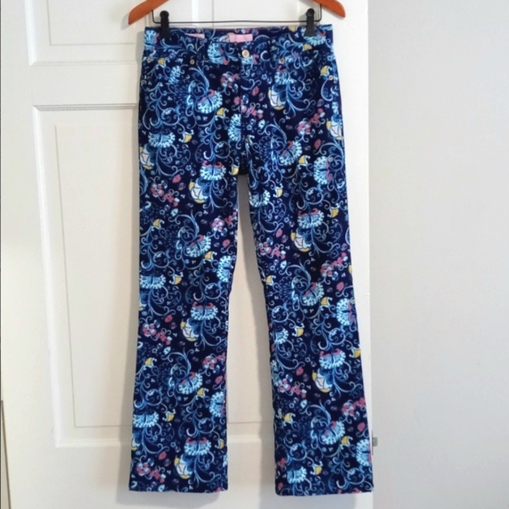 🦋Lilly Pulitzer🦋 - Navy Paisley Main Line Fit Corduroy Pant